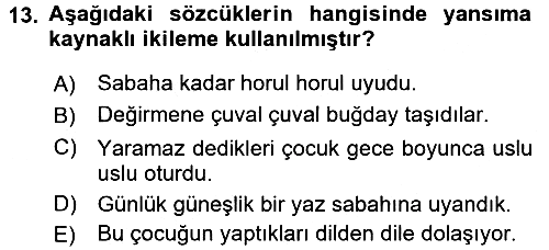 Türk Dili 1 2016-2017 3 Ders Sınavı - 13. soru