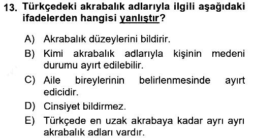 Türk Dili 1 2017-2018 3 Ders Sınavı - 13. soru