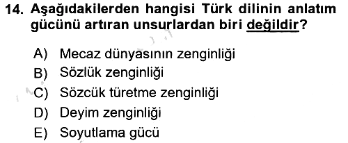 Türk Dili 1 2018-2019 3 Ders Sınavı - 14. soru