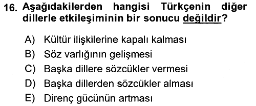 Türk Dili 1 2018-2019 3 Ders Sınavı - 16. soru