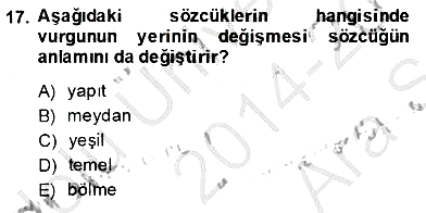 Türk Dili 1 2014-2015 Ara Sınav - 17. soru