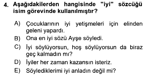 Türk Dili 1 2024-2025 Ara Sınav - 4. soru