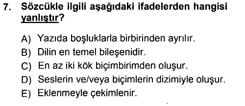 Türk Dili 1 2012-2013 Dönem Sonu Sınavı - 7. soru