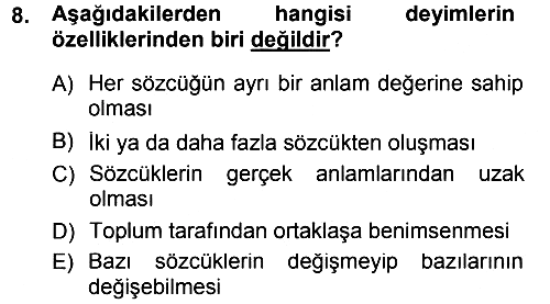 Türk Dili 1 2012-2013 Dönem Sonu Sınavı - 8. soru