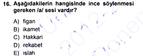 Türk Dili 1 2012-2013 Dönem Sonu Sınavı - 16. soru