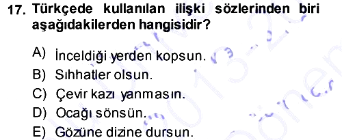 Türk Dili 1 2013-2014 Dönem Sonu Sınavı - 17. soru