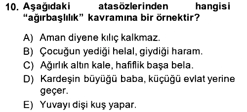 Türk Dili 1 2014-2015 Dönem Sonu Sınavı - 10. soru