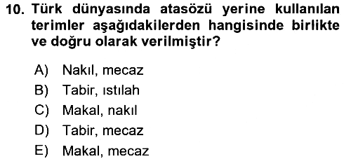 Türk Dili 1 2015-2016 Dönem Sonu Sınavı - 10. soru