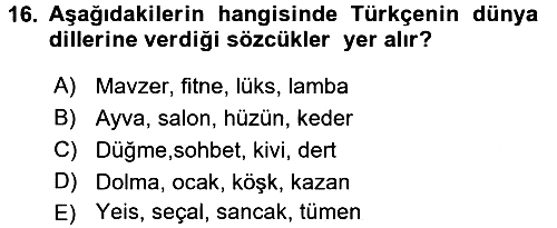Türk Dili 1 2016-2017 Dönem Sonu Sınavı - 16. soru