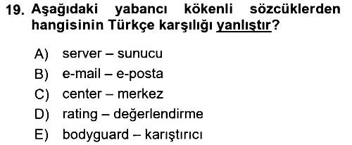 Türk Dili 1 2016-2017 Dönem Sonu Sınavı - 19. soru