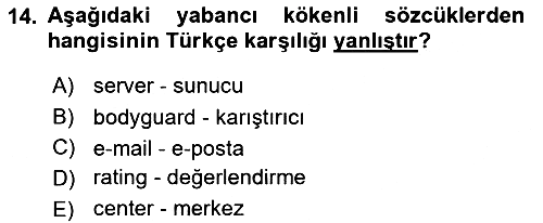 Türk Dili 1 2018-2019 Dönem Sonu Sınavı - 14. soru