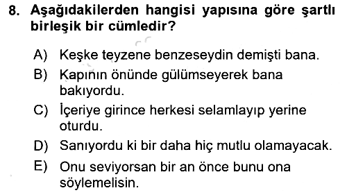 Türk Dili 1 2019-2020 Dönem Sonu Sınavı - 8. soru