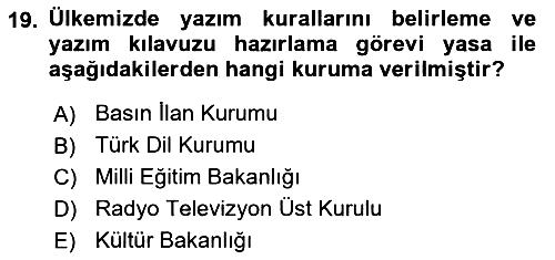 Türk Dili 1 2021-2022 Dönem Sonu Sınavı - 19. soru