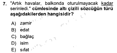 Türk Dili 1 2025-2026 Dönem Sonu Sınavı - 7. soru
