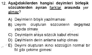 Türk Dili 1 2012-2013 Tek Ders Sınavı - 12. soru