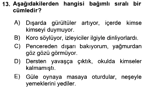 Türk Dili 1 2015-2016 Tek Ders Sınavı - 13. soru