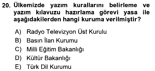 Türk Dili 1 2021-2022 Yaz Okulu Sınavı - 20. soru