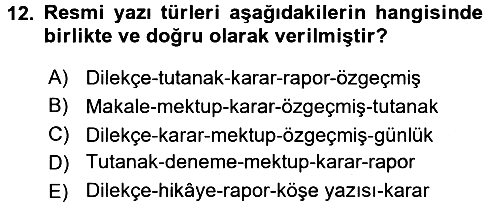 Türk Dili 2 2018-2019 3 Ders Sınavı - 12. soru