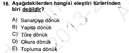 Türk Dili 2 2013-2014 Ara Sınav - 16. soru