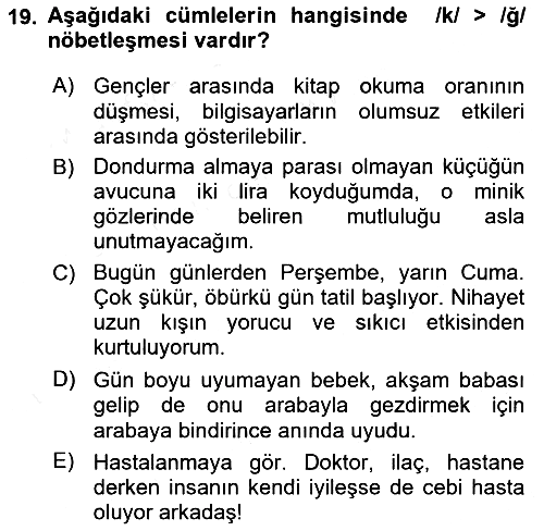 Türk Dili 2 2018-2019 Ara Sınav - 19. soru
