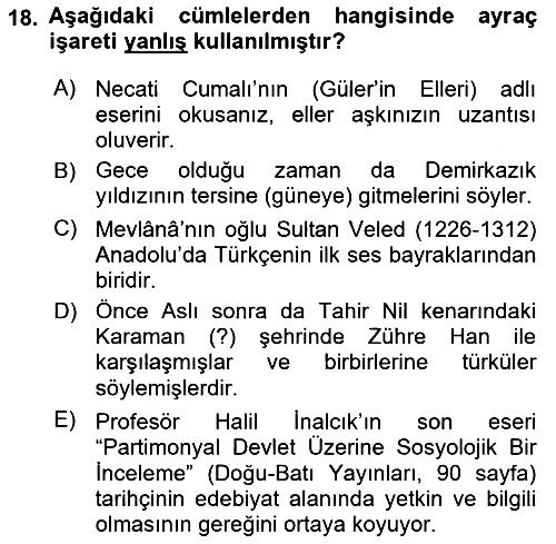 Türk Dili 2 2023-2024 Ara Sınav - 18. soru