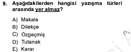 Türk Dili 2 2013-2014 Dönem Sonu Sınavı - 9. soru