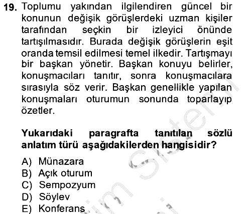 Türk Dili 2 2013-2014 Dönem Sonu Sınavı - 19. soru