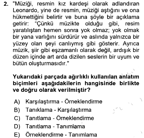 Türk Dili 2 2016-2017 Dönem Sonu Sınavı - 2. soru