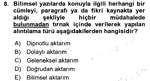 Türk Dili 2 2016-2017 Dönem Sonu Sınavı - 8. soru