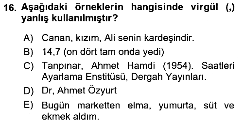 Türk Dili 2 2021-2022 Dönem Sonu Sınavı - 16. soru
