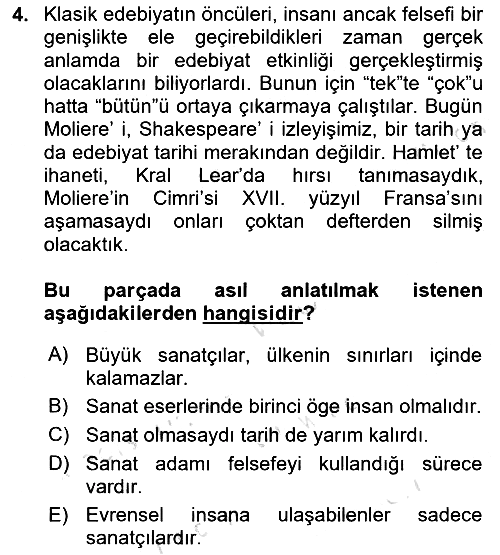 Türk Dili 2 2024-2025 Dönem Sonu Sınavı - 4. soru