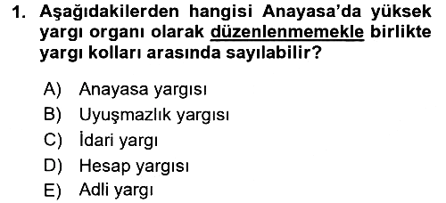Yargı Örgütü Ve Tebligat Hukuku 2017-2018 Ara Sınav - 1. soru