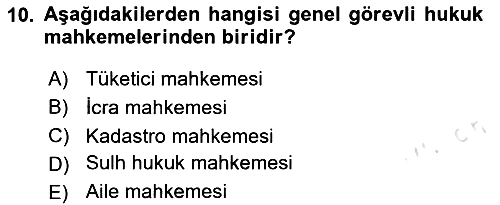 Yargı Örgütü Ve Tebligat Hukuku 2024-2025 Ara Sınav - 10. soru