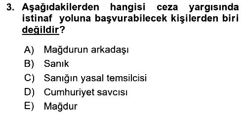 Yargı Örgütü Ve Tebligat Hukuku 2024-2025 Dönem Sonu Sınavı - 3. soru