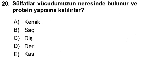 Beslenmenin Temel İlkeleri 2017-2018 Ara Sınav - 20. soru
