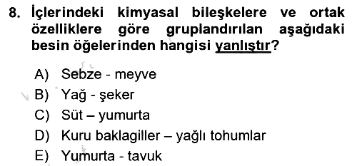 Beslenmenin Temel İlkeleri 2023-2024 Ara Sınav - 8. soru
