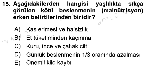 Beslenmenin Temel İlkeleri 2015-2016 Dönem Sonu Sınavı - 15. soru