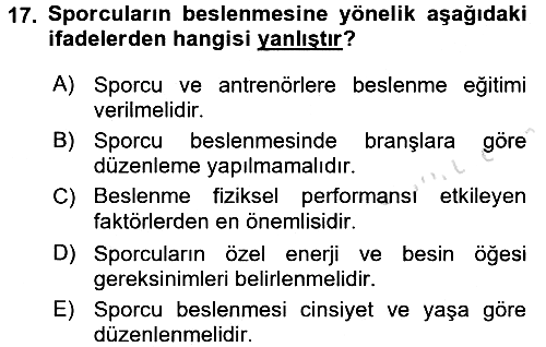 Beslenmenin Temel İlkeleri 2016-2017 Dönem Sonu Sınavı - 17. soru