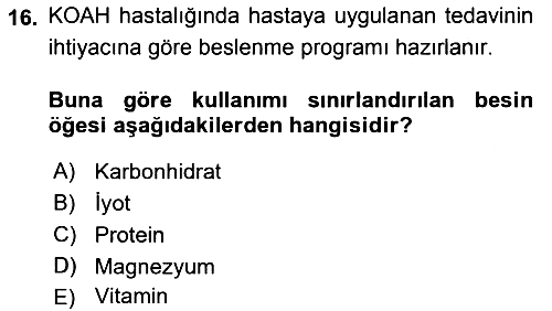 Beslenmenin Temel İlkeleri 2018-2019 Dönem Sonu Sınavı - 16. soru