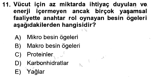 Beslenmenin Temel İlkeleri 2021-2022 Dönem Sonu Sınavı - 11. soru