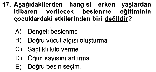 Beslenmenin Temel İlkeleri 2021-2022 Dönem Sonu Sınavı - 17. soru