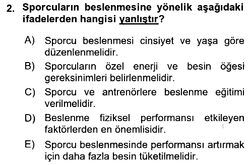 Beslenmenin Temel İlkeleri 2023-2024 Dönem Sonu Sınavı - 2. soru