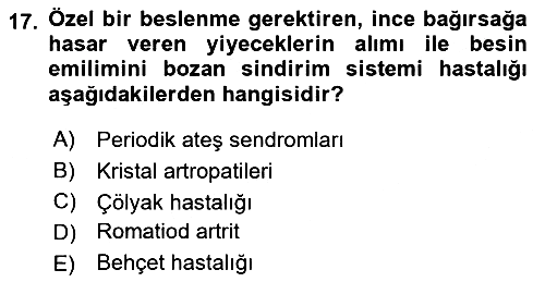 Beslenmenin Temel İlkeleri 2022-2023 Yaz Okulu Sınavı - 17. soru