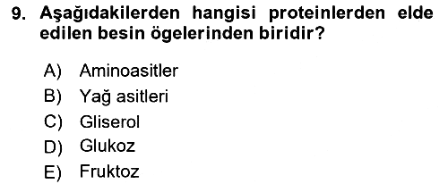 Beslenmenin Temel İlkeleri 2024-2025 Yaz Okulu Sınavı - 9. soru