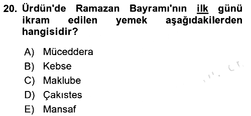 Dünya Mutfakları 2024-2025 Dönem Sonu Sınavı - 20. soru