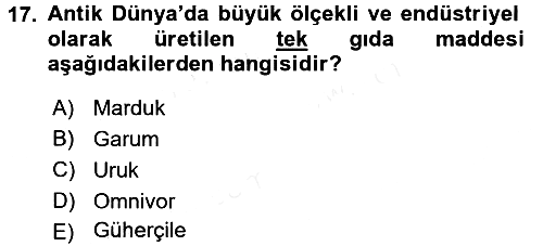 Gastronomi Tarihi 2015-2016 Ara Sınav - 17. soru