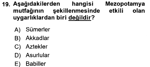 Gastronomi Tarihi 2015-2016 Ara Sınav - 19. soru