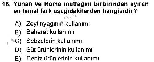 Gastronomi Tarihi 2016-2017 Ara Sınav - 18. soru