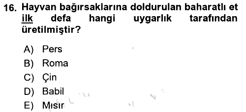 Gastronomi Tarihi 2021-2022 Ara Sınav - 16. soru