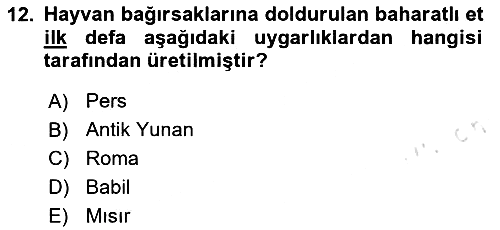 Gastronomi Tarihi 2023-2024 Ara Sınav - 12. soru